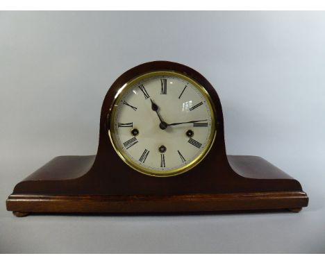 An Edwardian Mahogany Napoleon Hat Westminster Chime Mantle Clock, 54cm Wide 