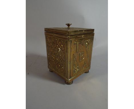 A Beaten Brass Tea Caddy, 15cm High