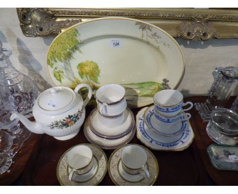 A Tray of Teawares Together with Oval Copeland Spode Silver Birch Meat Plate 