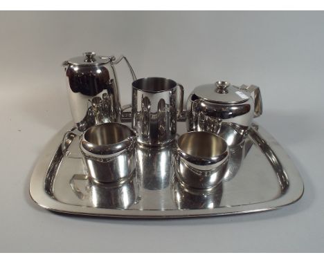 An Old Hall Four Piece Tea Service on Tray with Tankard 