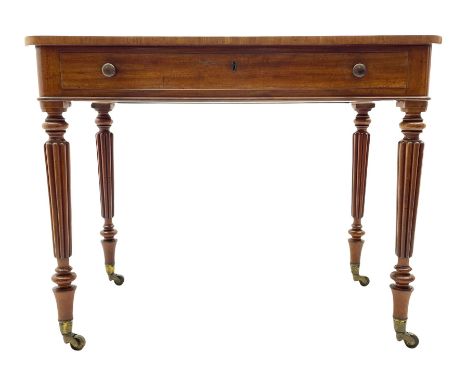 Gillows of Lancaster - George III mahogany chamber writing table, the rectangular top fitted with tooled leather inset and hi