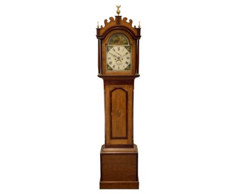 English 19th century Oak and Mahogany longcase clock c1850 retailed in Norwich by the German clockmaking family of Waldfogel,