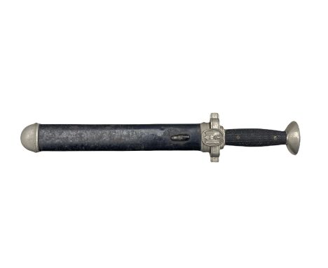 Third Reich German Red Cross Hewer with 27cm single edge square tipped blade marked 'Ges Geschutz' with rear sawback edge, ni