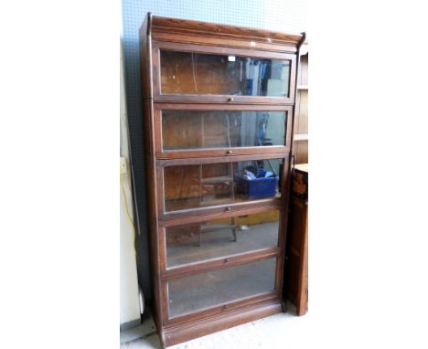 Oak and glazed Globe Wernicke five tier section bookcase.   