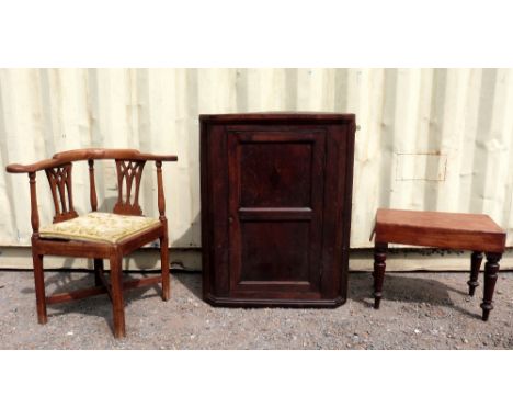 19th century corner cabinet, oak corner chair and a mahogany commode .   