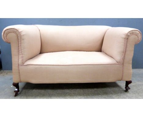 Early 20th century two seater upholstered sofa with horse hair stuffing, 144cm,.   