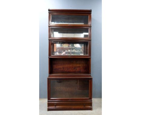 Mahogany five section Globe Wernicke style bookcase .   