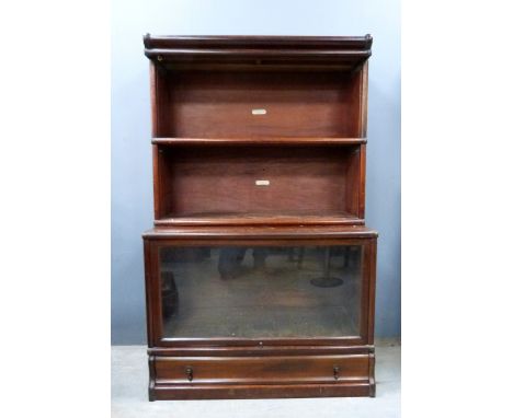 Mahogany three section Globe Wernicke bookcase..   