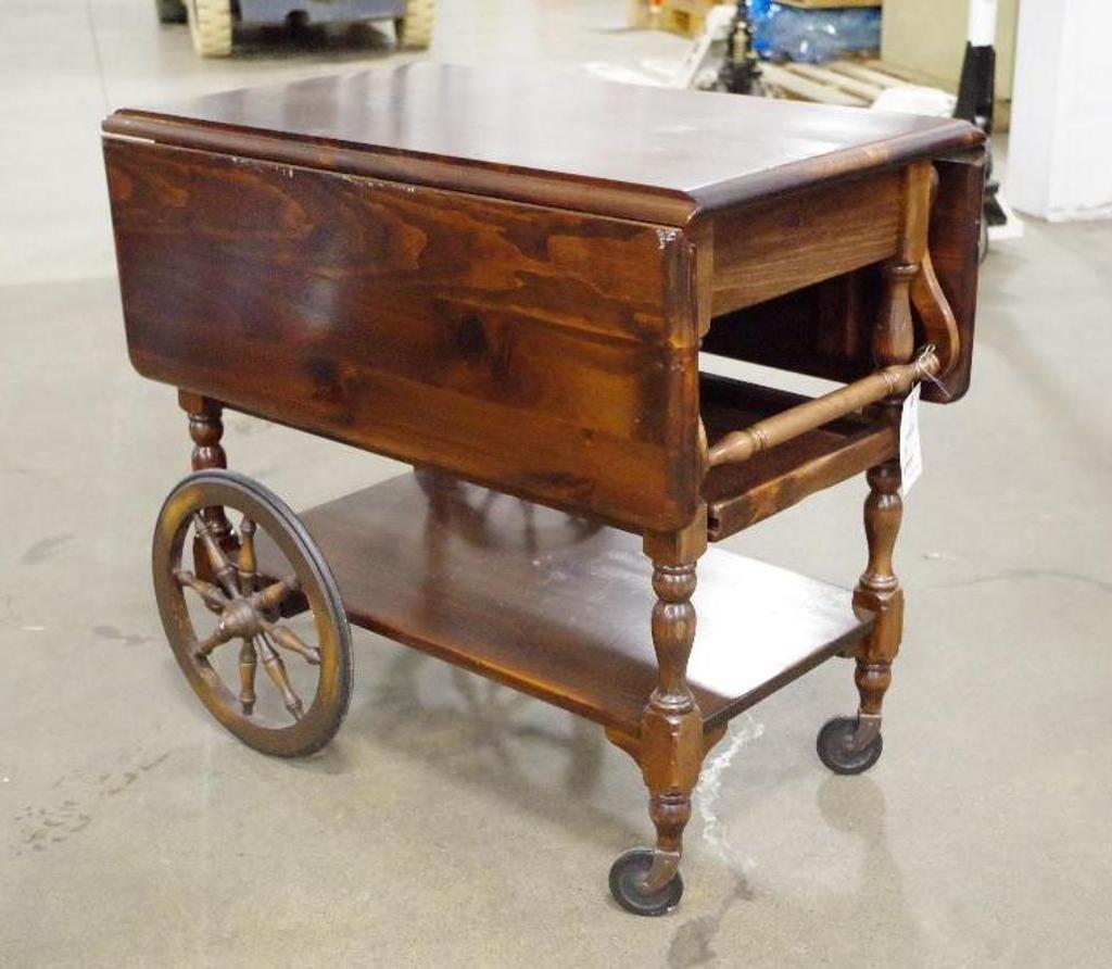 ETHAN ALLEN Vintage Wooden Tea Cart, Approx. 32" L X 40" W X 29" H