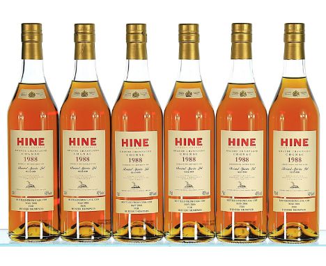 1988 Hine, Vintage Early Landed, Cognac  6x70cl   Landed in 1990, bottled in 2006, private strip label states "Bottled from c