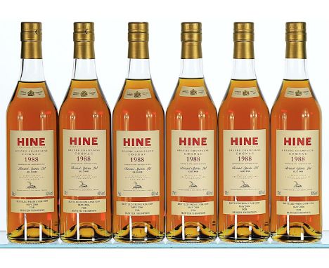 1988 Hine, Vintage Early Landed, Cognac  6x70cl   Landed in 1990, bottled in 2006, private strip label states "Bottled from c