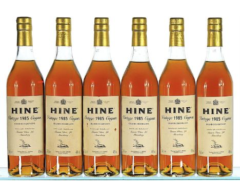 1985 Hine, Vintage Early Landed, Cognac  6x70cl   Landed 1987, bottled 2002, Tanner's Ltd., labels soiled.  Acquired in cask 