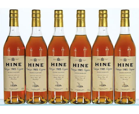 1985 Hine, Vintage Early Landed, Cognac  6x70cl   Landed 1987, bottled 2002, Tanner's Ltd., labels slightly soiled, 2 nicked 