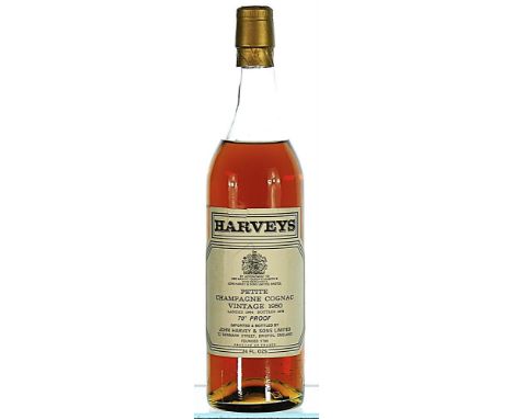 1950 Harveys, Vintage, Petite Champagne Cognac 1x24floz  70 degrees Proof., Landed 1964, bottled 1972 for John Harvey & Sons 