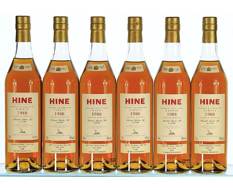 1988 Hine, Vintage Early Landed, Cognac  6x70cl   Landed in 1990, bottled in 2006, private strip label states "Bottled from c