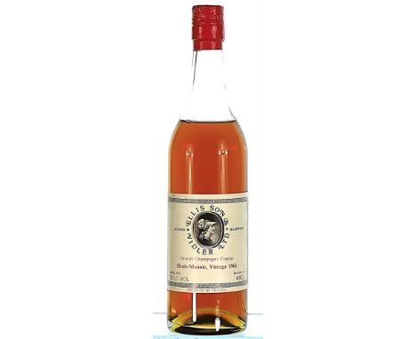 1961 Denis Mounie (Ellis Son & Vidler), Grande Champagne Cognac 1x68cl  ABV: 36.1%, landed in 1963, bottled 1980 for Ellis So