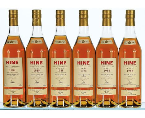 1988 Hine, Vintage Early Landed, Cognac  6x70cl   Landed in 1990, bottled in 2006, private strip label states "Bottled from c