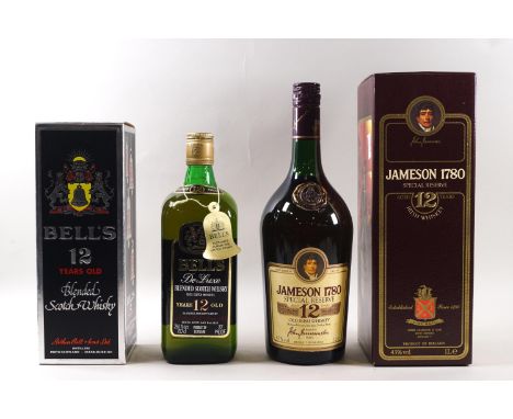 A Jameson 1780, Special Reserve, 12 year Irish Whisky, and a Bell's 12 year old Blended Scotch Whisky, both boxed