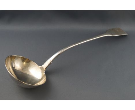 A silver fiddle pattern soup ladle, London 1839, 36cm long, 250g