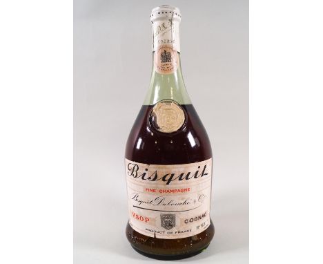 A bottle of 70% proof Bisquit Dubouche and Company fine champagne VSOP Cognac, un-dated but bearing the warrant of King Georg