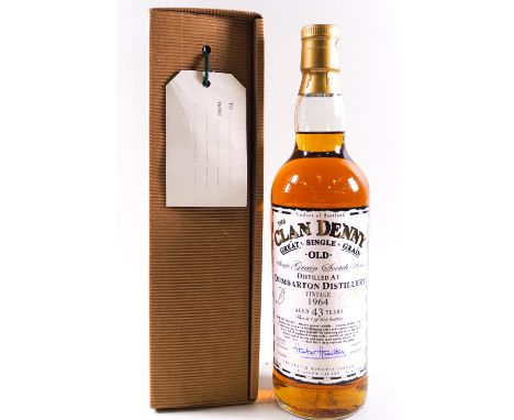 A Clan Denny, single grain 1964 Scotch Whiskey, distilled at Dumbarton Distillery, 700ml, 51.8% vol/alc, boxed with tag