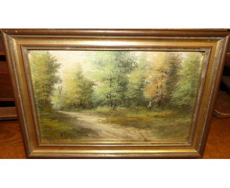 A. Bonnaud - Woodland scene, oil on panel, signed lower left, 17 x 26cm 