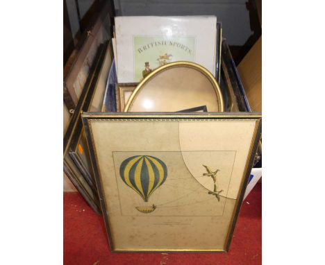 Assorted pictures and prints to include topographical engravings, maps etc 