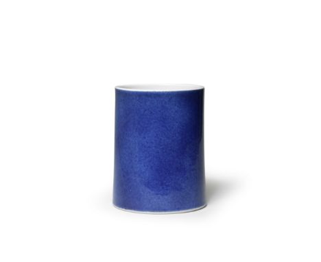 A POWDER-BLUE GLAZED BRUSHPOT, BITONGKangxiThe cylindrical vessel slightly tapering, the exterior covered in a lustrous powde