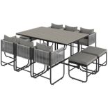 10 Seater Rattan Cube Garden Furniture Set, Rattan Dining Set with Cushions, Outdoor Dining Table