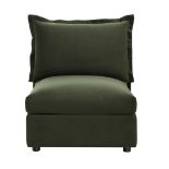 Byron Pillow Edge Moss Green Velvet Modular Sofa, 1 Seater Armless - RRP £399.99. - ER41
