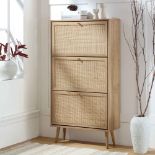 Frances Rattan 3 Tier Shoe Storage Cabinet, Natural - RRP £179.99. - ER20