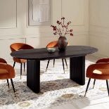 Maru Oval 6-8 Seater Extending Oak Pedestal Dining Table, Black - 1/2 Part Only!* - RRP £549.99. -