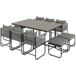 10 Seater Rattan Cube Garden Furniture Set, Rattan Dining Set with Cushions, Outdoor Dining Table