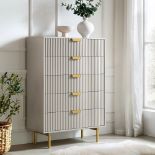 Richmond Ridged Chest of 5 Drawers, Matte Taupe - RRP £299.99. - ER41