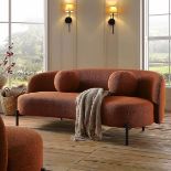 Amboise 3-Seater Curved Sofa with Ball Cushions, Brick Boucle - RRP £669.99. - ER20