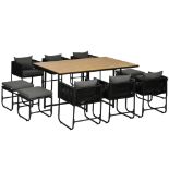 10 Seater Rattan Cube Garden Furniture Set, Rattan Dining Set with Cushions, Outdoor Dining Table