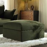 Byron Moss Green Velvet Fabric Pouffe - RRP £249.99. - ER41