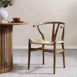 Hansel Wooden Natural Weave Dining Chair, Light Walnut Colour Frame - RRP £149.99. - ER20