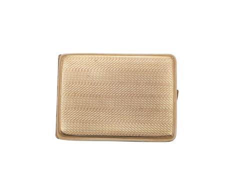 A GEORGE V 9CT. GOLD BOOK-MATCH HOLDER. of rounded rectangular form and with engine-turned decoration, by Adie Brothers Ltd, 