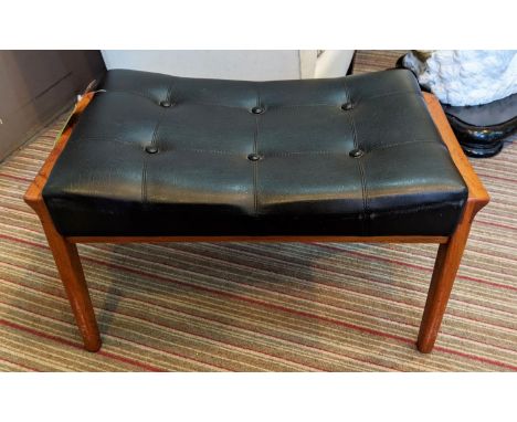 FOOTSTOOL, vintage 1960s, later leather upholstered finish, 66cm x 38cm x 40cm. 