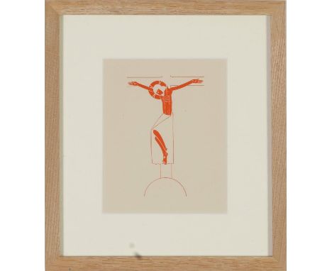 ERIC GILL, original engraving printed from the wood, Crucifix, Faber edition 1934, vintage French frame, 16cm x 12cm. 