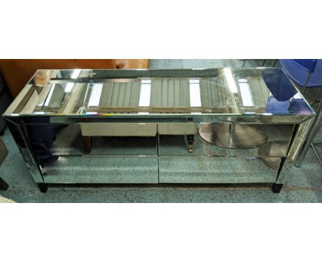 MIRRORED MEDIA CONSOLE, 141cm x 45.5cm x 57cm, including four drawers. 