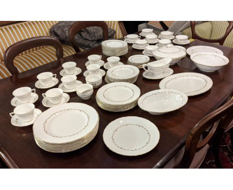 ROYAL WORCESTER, part dinner service, gold chantilly pattern, including nine dinner plates, eight lunch plates, nine salad pl