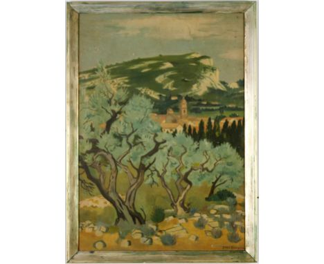 YVES BRAYER, Provence, lithographic poster, signed in the plate, vintage verdigris frame, 75cm x 53cm. (Subject to ARR - see 