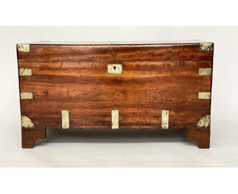 TRUNK, 19th century Chinese Export, camphorwood and brass bound with rising lid and carrying handles, 105cm W x 45cm D x 48cm