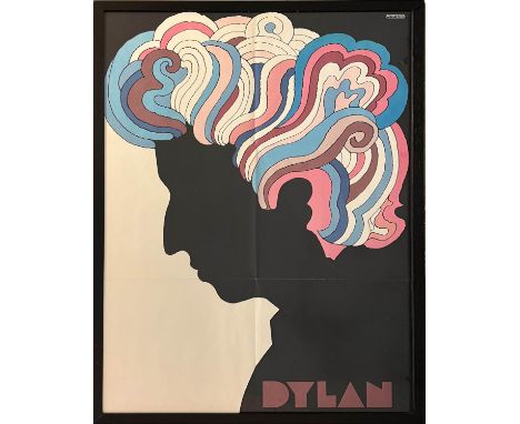 BOB DYLAN POSTER, designed by Milton Glaser, originally came with every Greatest Hits album in 1966, 83cm x 55cm, framed and 