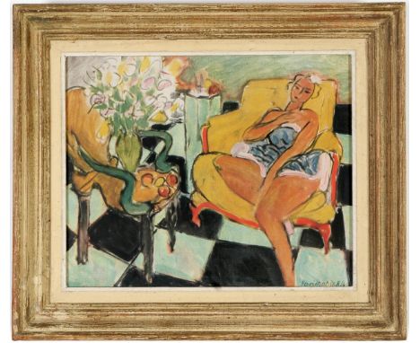 HENRI MATISSE, Seated woman, off set lithograph, vintage French frame. 