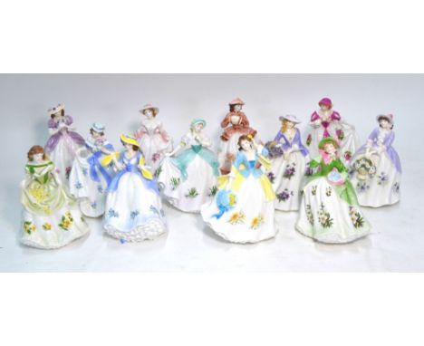 Royal Worcester - a complete 'Sweet Posy' collection of twelve figurines and eleven certificates