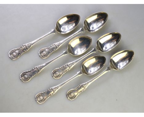 A matched set of six Scottish silver Queens pattern teaspoons, A & R Stewart/Alexander Campbell (probably), Glasgow 1815, 3 o