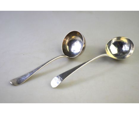 Two George II silver Hanoverian toddy ladles, London 1744 (no maker) and George Greenhill Jones 1740 (possibly), 3.4 oz